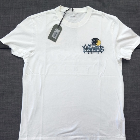 EXCLUSIVE AllSaints Venice crew T-Shirt XS with tags White Graphic - Picture 4 of 6